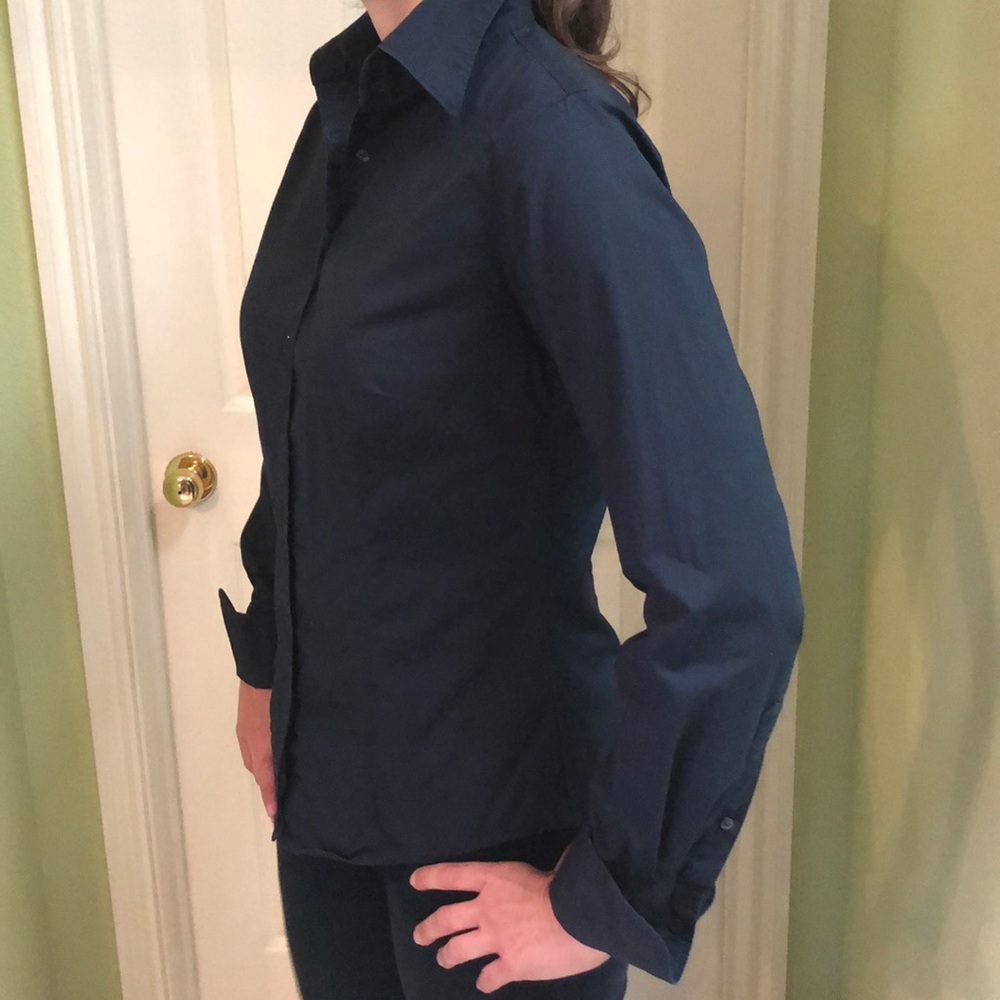 Gap Classic Dark Navy Button Down Cotton Shirt - image 3